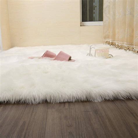 Free 2 Day Shipping Buy Wendana Faux Fur Rug White Soft Fluffy Rug Shaggy Rugs Faux Sheepskin