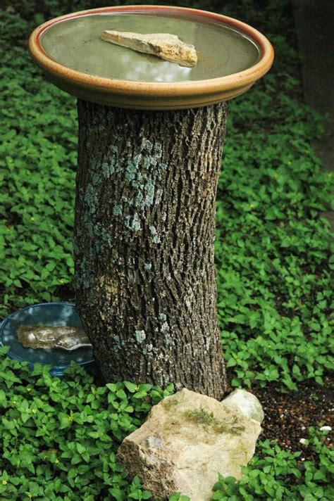 15 Creative Tree Stump Decorating Ideas In Landscape Bird Baths