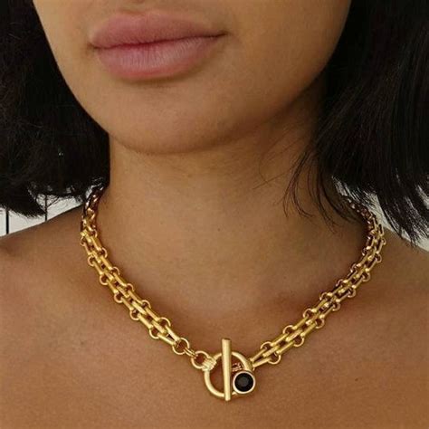 Trendy Chain Choker Gold Statement Necklace Etsy