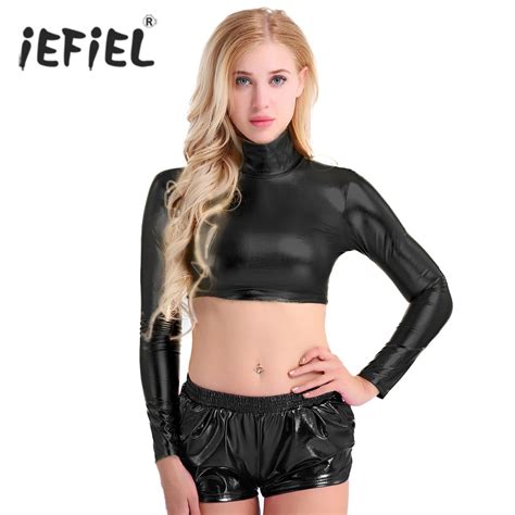 Iefiel 2018 Loose Style Light Weight Shorts Womens Patent Leather Hot
