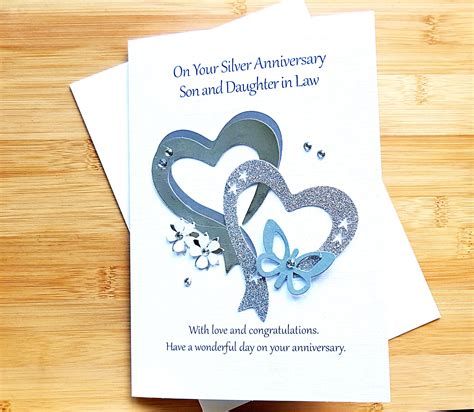Silver Anniversary Card For Son And Daughter In Law Etsy