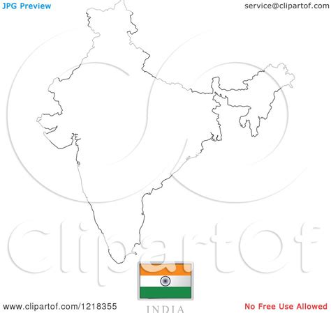 Clipart Of A India Flag And Map Outline Royalty Free