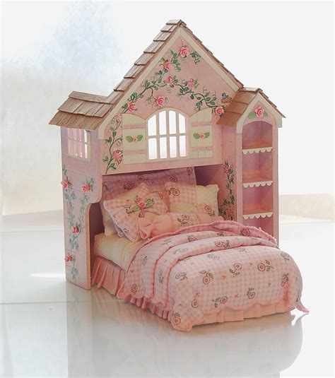 Pink And White Perfection Playhouse Bed Dollhouse Miniature