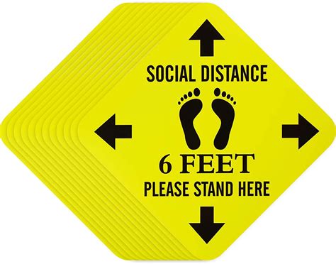 20 Pieces Social Distance Floor Decal Stickers 10 Inch Anti Slip