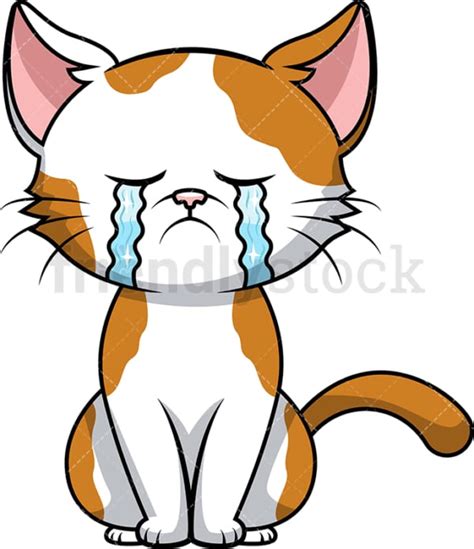 Crying Cat Cartoon Vector Clipart Friendlystock