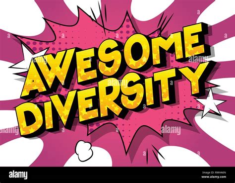 awesome diversity vector illustrated comic book style phrase on abstract background stock
