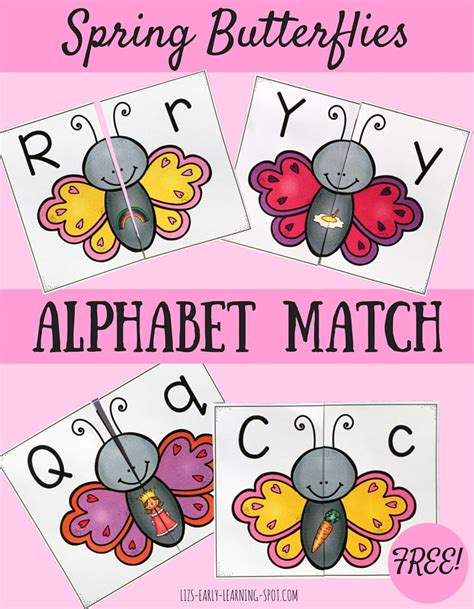 Spring Butterflies Alphabet Match Lizs Early Learning Spot