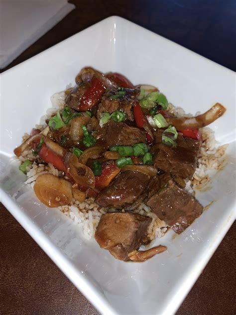 There are often green onions involved, sometimes other veggies. 7 hour slow cooked Mongolian beef (over basmati rice) - so ...