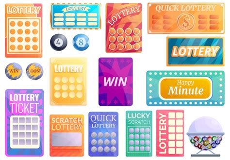Premium Vector Lottery Icons Set Cartoon Style