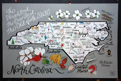 Road map of western north carolina. North Carolina Map Print 17"x11" #emilybrooksdesigns ...