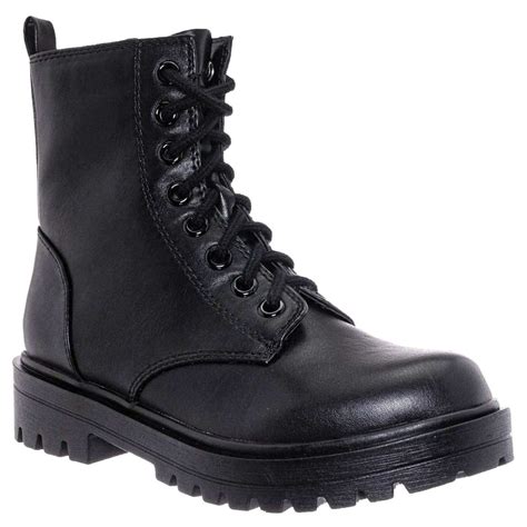 Snj New Womens Lug Sole Platform Combat Ankle Bootie Lace Up Side
