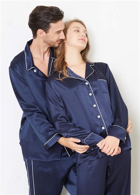 Momme Chic Trimmed Silk Couple Pajamas Sets Couple Pajamas Silk