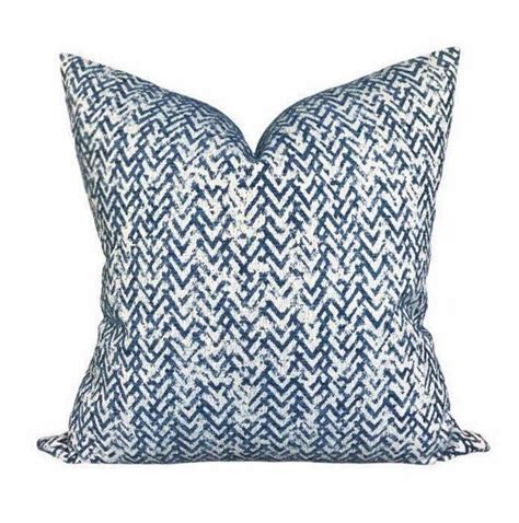 Chevron blue castor rex rabbit fur pillow euro cushion. Indigo Blue Throw Pillows // Designer Pillows // Blue Chevron Decorative Pillows // Chenille ...