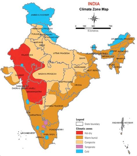 Map Showing Climatic Zones In India Source National Building Code Of Download Scientific
