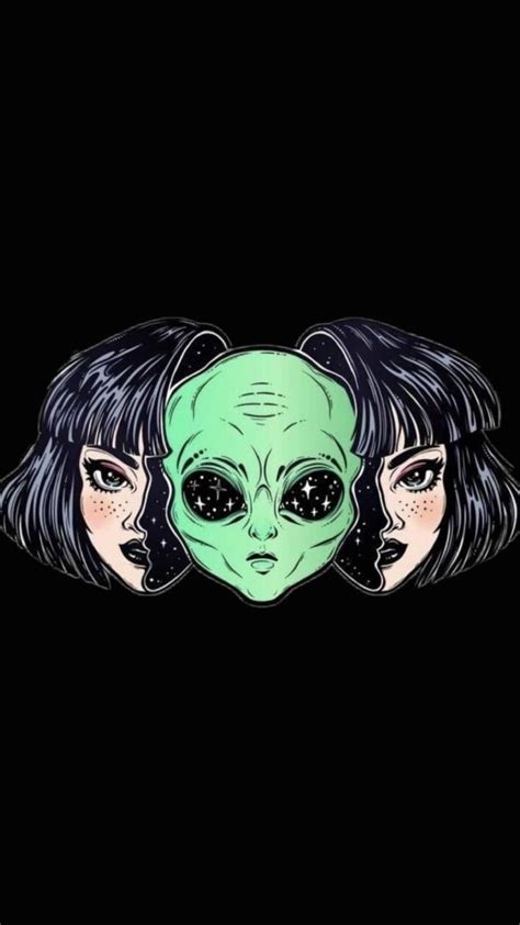 Download Stoned Cartoon Alien With Girl Wallpaper