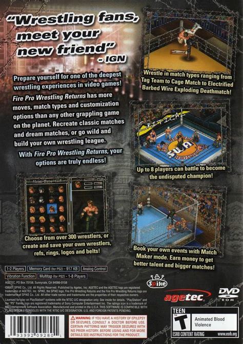 Fire Pro Wrestling Returns Sony Playstation 2 Game