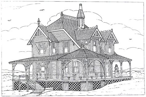 Victorian House Printable Coloring Book Page This Is A Seaside Cottage