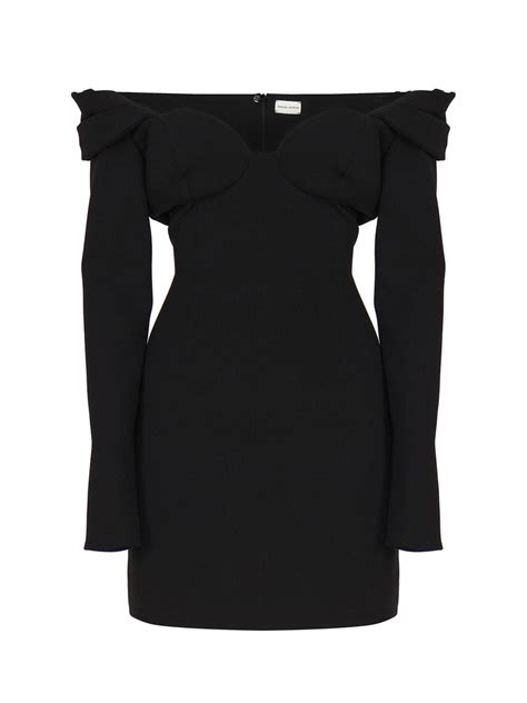Magda Butrym Black Mini Dress With Bustier And Bare Shoulders Lyst