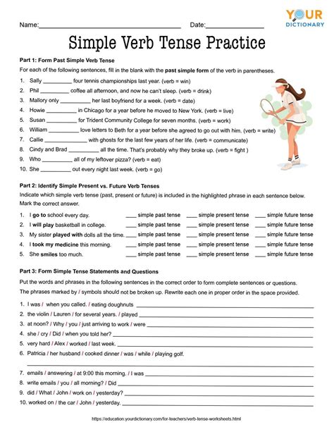 Verb Tense Worksheets For Middle And High School