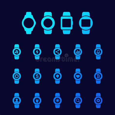 Smart Watch Icons Set Wearable Devices Vector Stock Vector