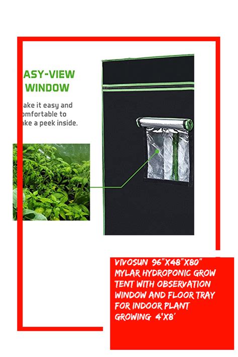 Vivosun 96″x48″x80″ Mylar Hydroponic Grow Tent With Observation Window