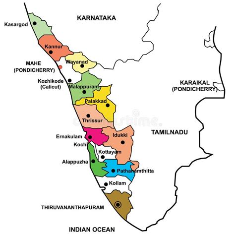 Outline Map Of Kerala With Districts Map Of Kerala Showing The Locale