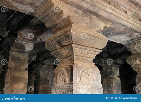 Columns In Cave Temples Of India Stock Image Image Of Authentic