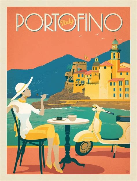 Portofino Travel Posters Retro Travel Poster Italy Poster