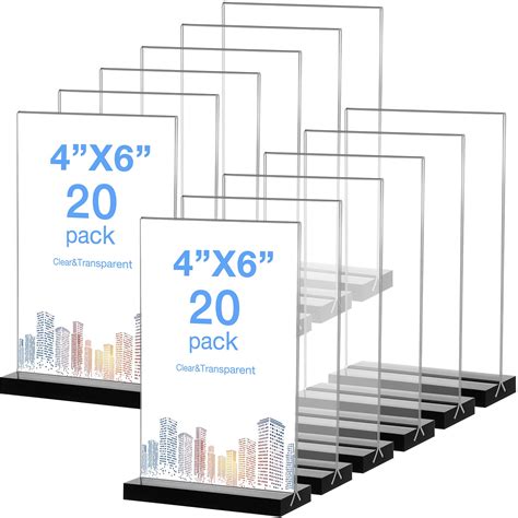 buy 20 pack acrylic sign holder 4 x 6 inches table sign holder clear plastic sign holder double