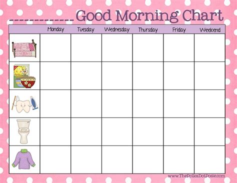 Toddler Chore Chart Pink Girl Daily Routine Weekly Pa