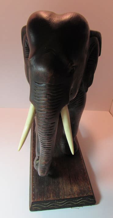 Sold Price Carved Teak Wood Elephant Ivory Tusks Invalid Date Est