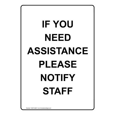 Vertical Sign Retail If You Need Assistance Please Notify Staff