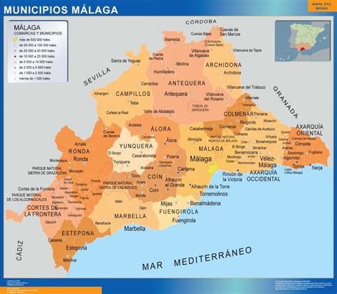 Mapa De Málaga Provincia Municipios Turístico Carreteras De Málaga