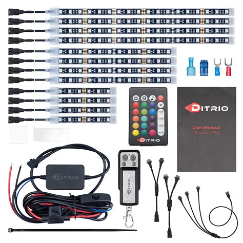 Buy Ditrio 12pcs Underglow Rgb Led Strip Light Kit Dc 12v With 2 Red