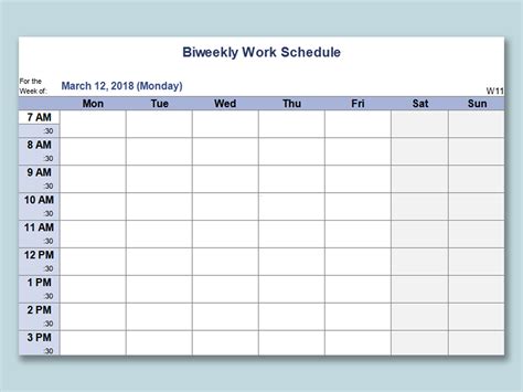 Work Week Schedule Template Excel