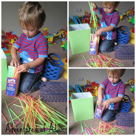 Playing With Straws Easy Toddler Activities Sensory Play Sensory Bins