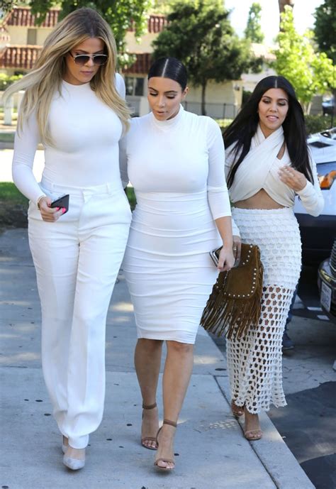 Kim Khloe And Kourtney Kardashian Wearing All White Popsugar Fashion