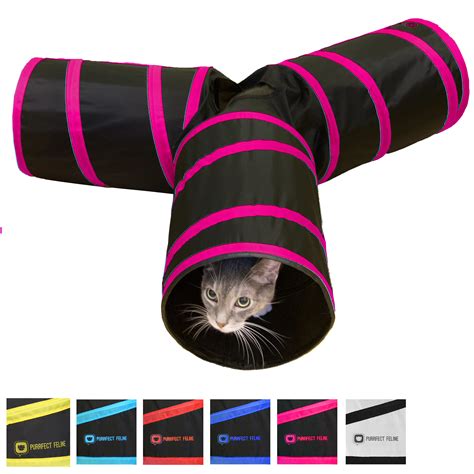 Tunnel Of Fun Collapsible 3 Way Cat Tunnel Toy With Crinkle Pink