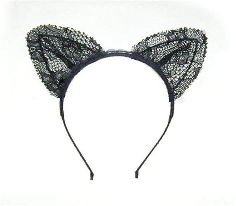 Black Handmade Lace Cat Ears Headband By Talulahblue On Etsy
