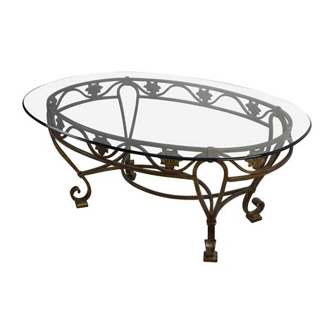 90 Off Iron Cast Glass Top Antique Coffee Table Tables