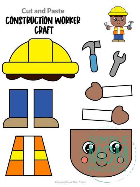 Free Printable Construction Worker Craft Template Community Helpers