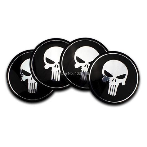 4 X Car Styling Black Punisher Skull 3d Metal Chrome Aluminium Alloy