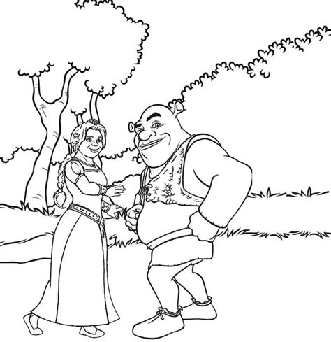 Shrek And Fiona Coloring Pages For Kids Printable Fre