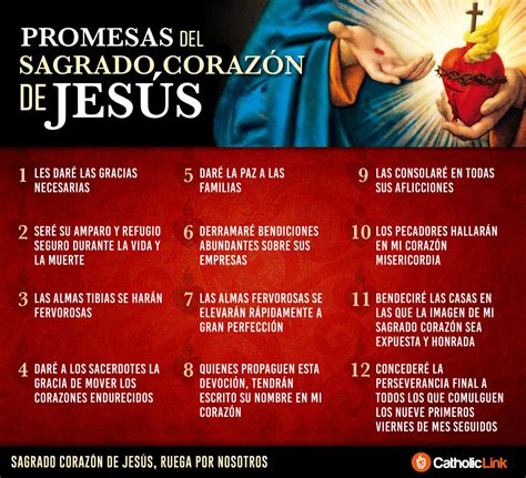 Infografía Las 12 Promesas Del Sagrado Corazón De Jesús Catholic Link