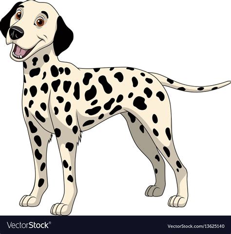 Vector Illustration Funny Purebred Dog Dalmatian On A White
