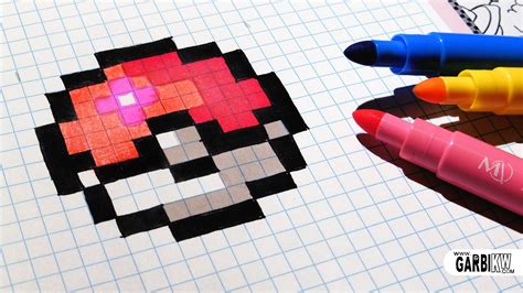 Handmade Pixel Art How To Draw Easy Pokeball Pixelart Youtube