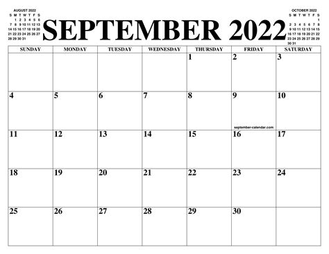 September 2022 2023 Calendar Of The Month Free Printable September