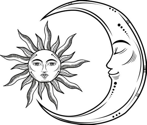 180 Sun And Moon Together Stock Illustrations Royalty Free Vector