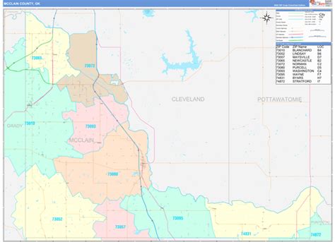 Mcclain County Ok Wall Map Color Cast Style By Marketmaps Mapsales