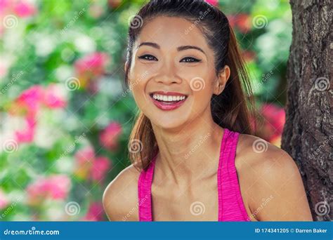 Beautiful Chinese Asian Young Woman Girl Laughing With Perfect Teeth